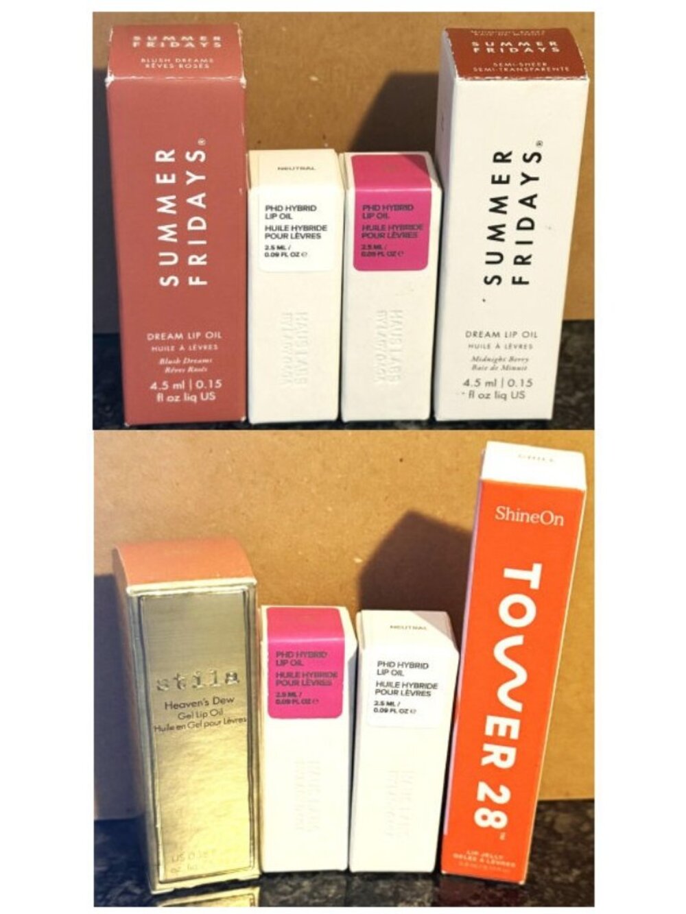 Lip Oil Bundle- Summer Fridays-Tower 28- Haus Labs by Lady Gaga & Stila- 8 items